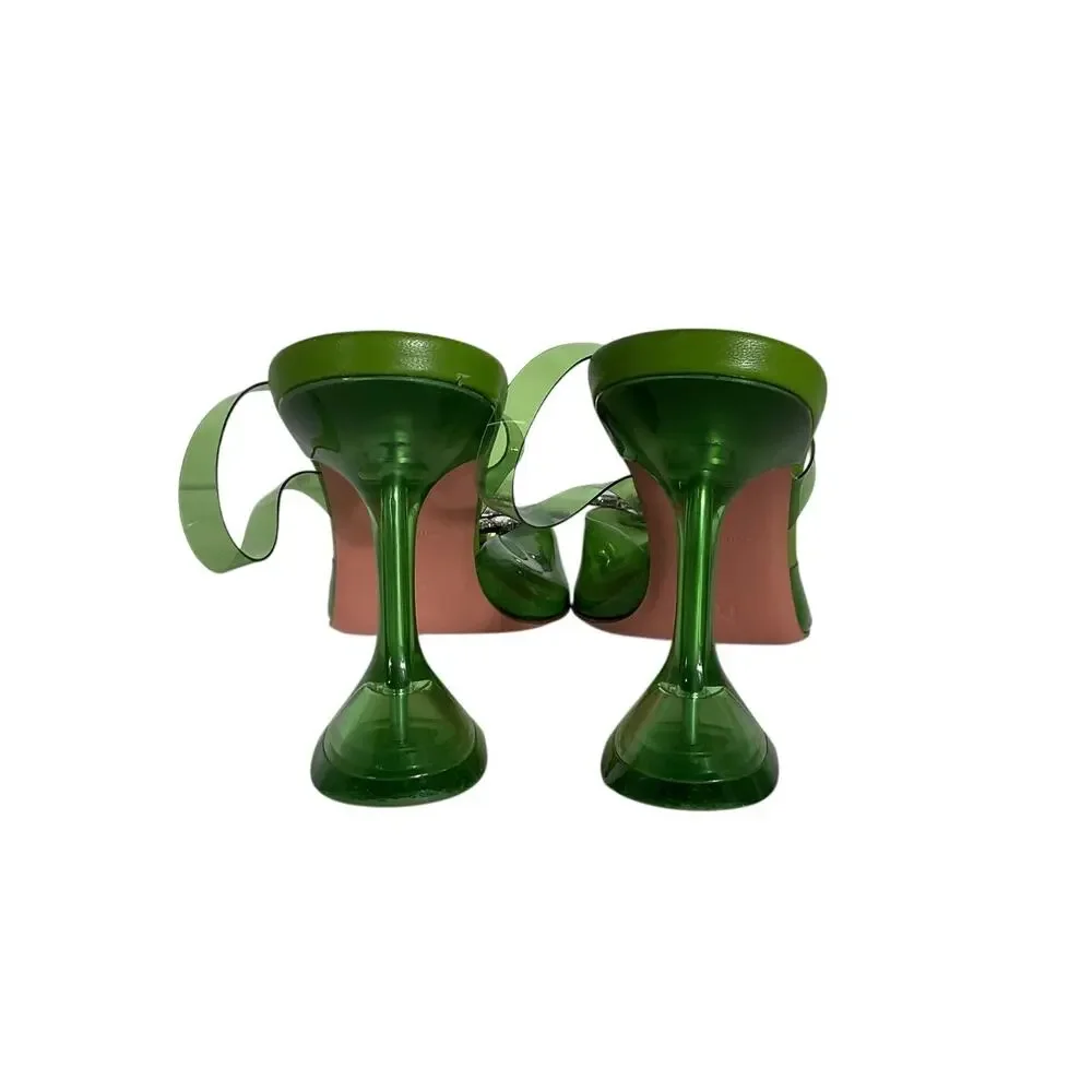 Amina Muaddi Embellished Green Begum Mules Size 36.5 IT / 6.5 US - Picture 3 of 6